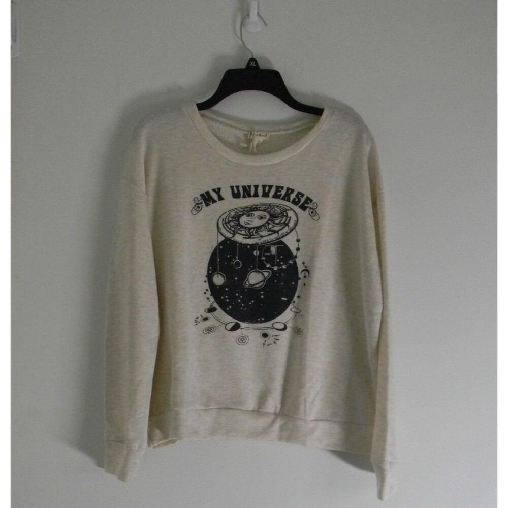 Hem & Thread Cream Sweatshirt Lightweight Space Sun Cosmos USA NWT